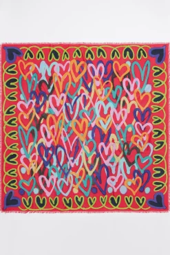 Mujer BIMBA Y LOLA Pañuelos<Chal Corazones Grafiti Fresa