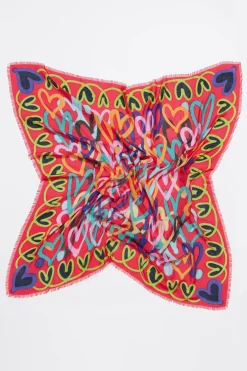 Mujer BIMBA Y LOLA Pañuelos<Chal Corazones Grafiti Fresa