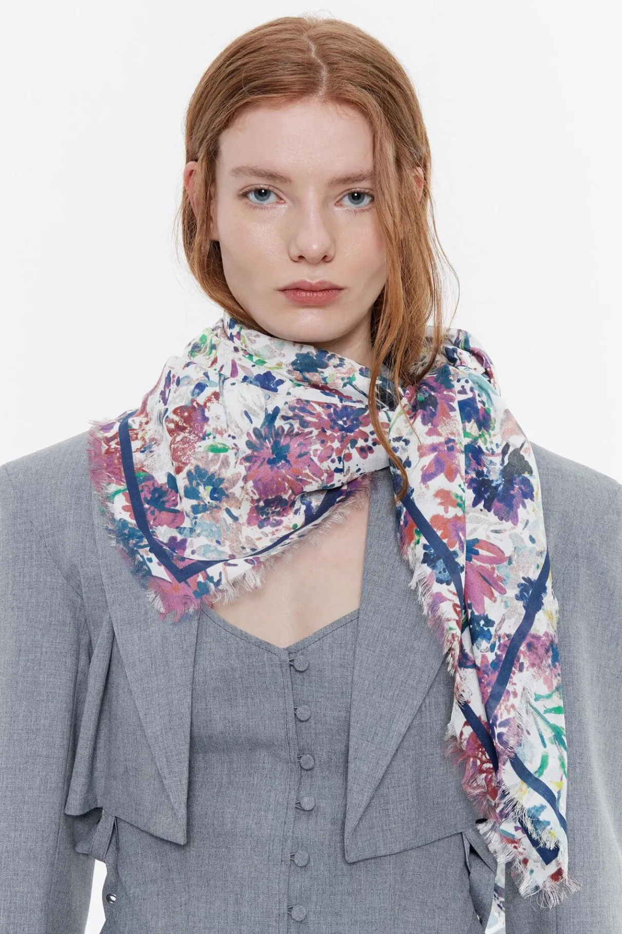 Mujer BIMBA Y LOLA Pañuelos<Chal Flores Acuarela Blanco Roto