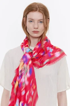 Mujer BIMBA Y LOLA Pañuelos<Chal Flores Difuminadas En Grupos Fresa