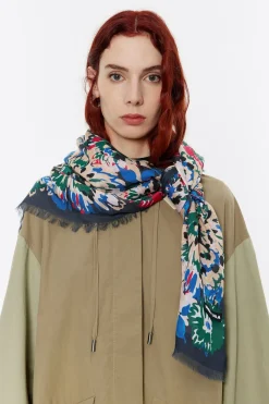 Mujer BIMBA Y LOLA Pañuelos<Chal Flores Rotulador Fondo Navy