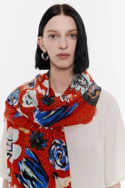 Mujer BIMBA Y LOLA Pañuelos<Chal Flores Sobre Fondo Dots