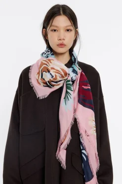 Mujer BIMBA Y LOLA Pañuelos<Chal Flores Xl Rosa