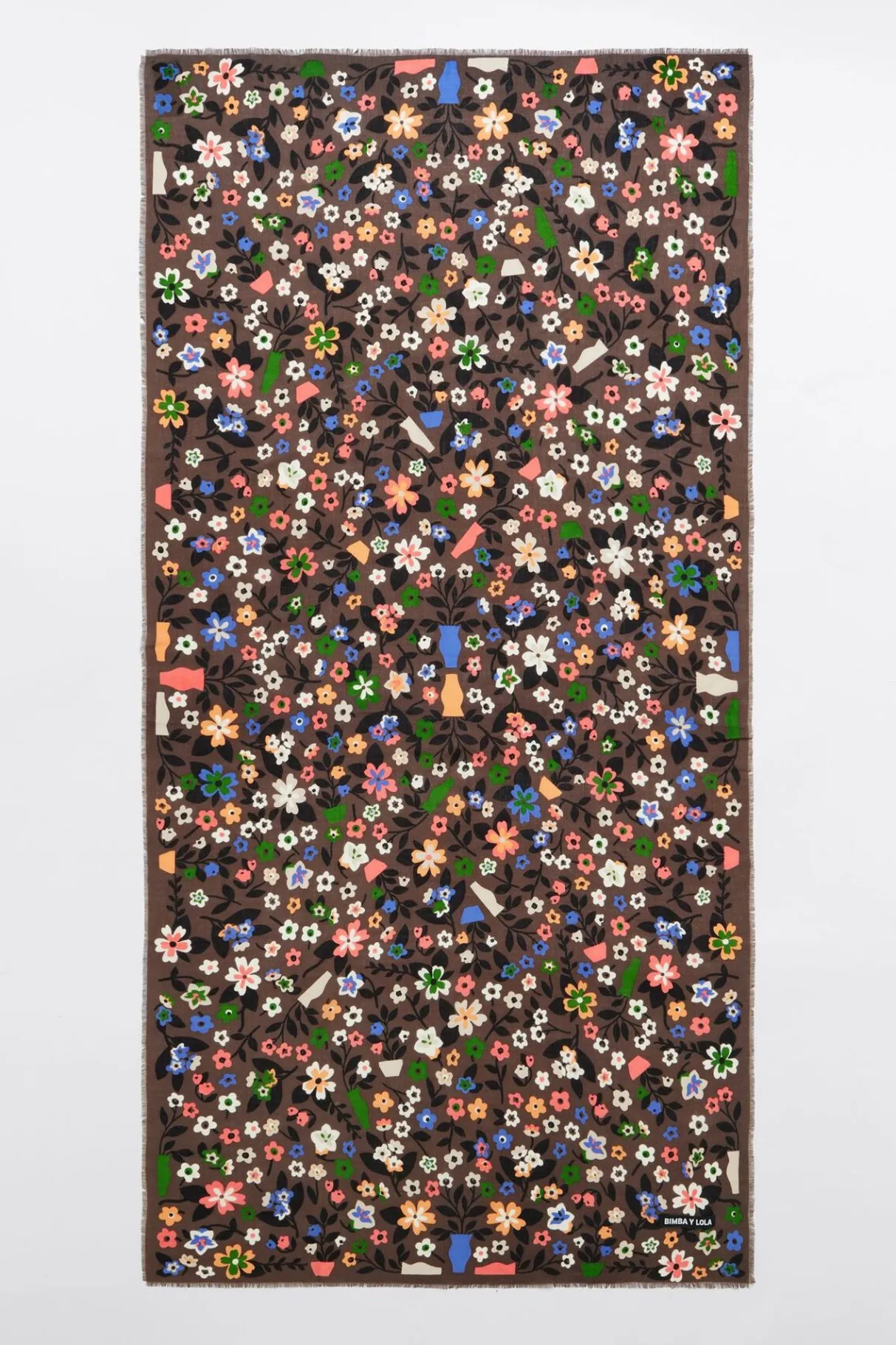 Mujer BIMBA Y LOLA Pañuelos<Chal Flores Y Jarrones Naif Topo