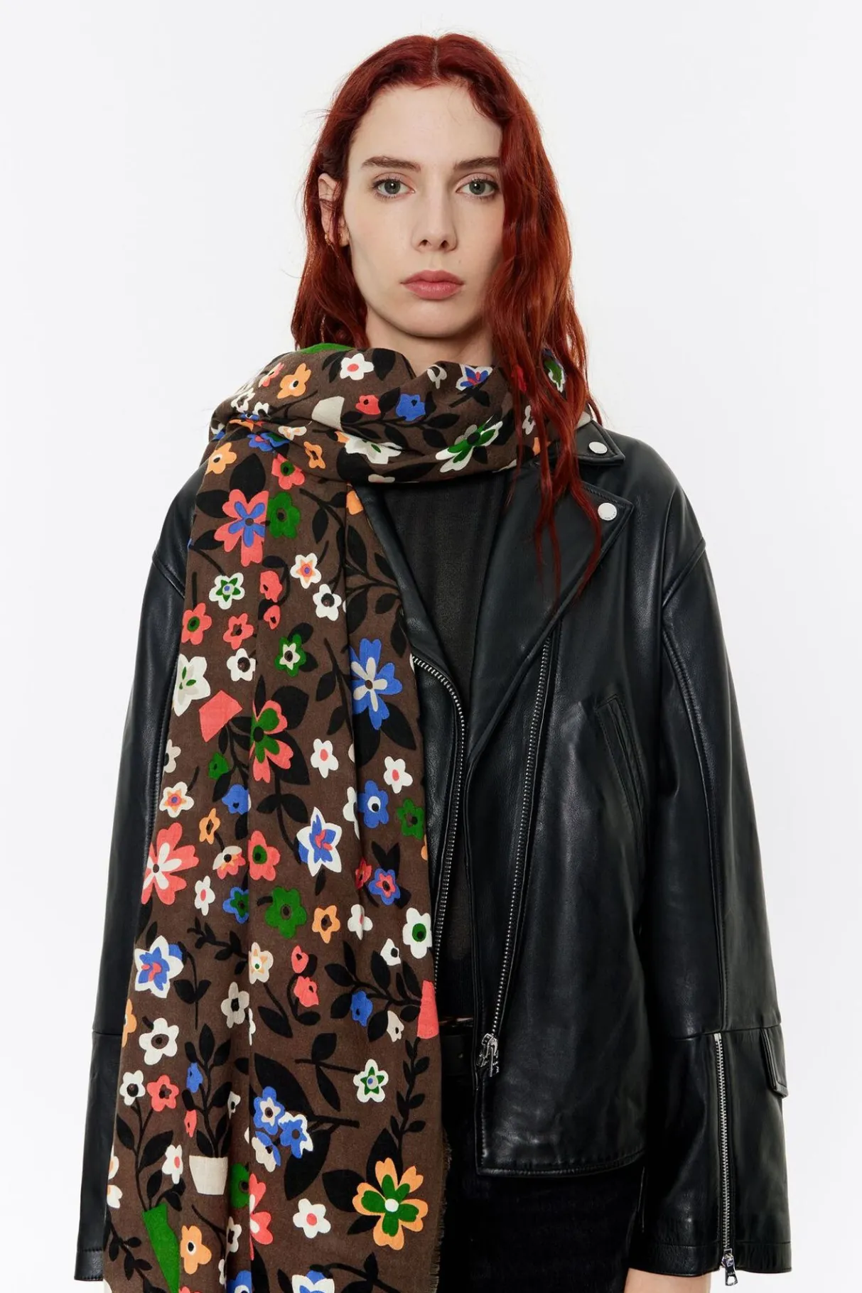 Mujer BIMBA Y LOLA Pañuelos<Chal Flores Y Jarrones Naif Topo