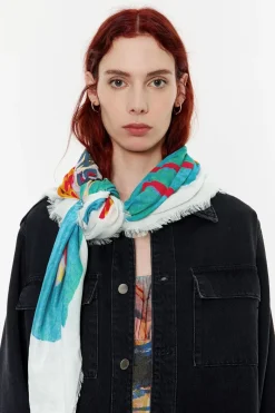 Mujer BIMBA Y LOLA Pañuelos<Chal Patos Acuarela Blanco