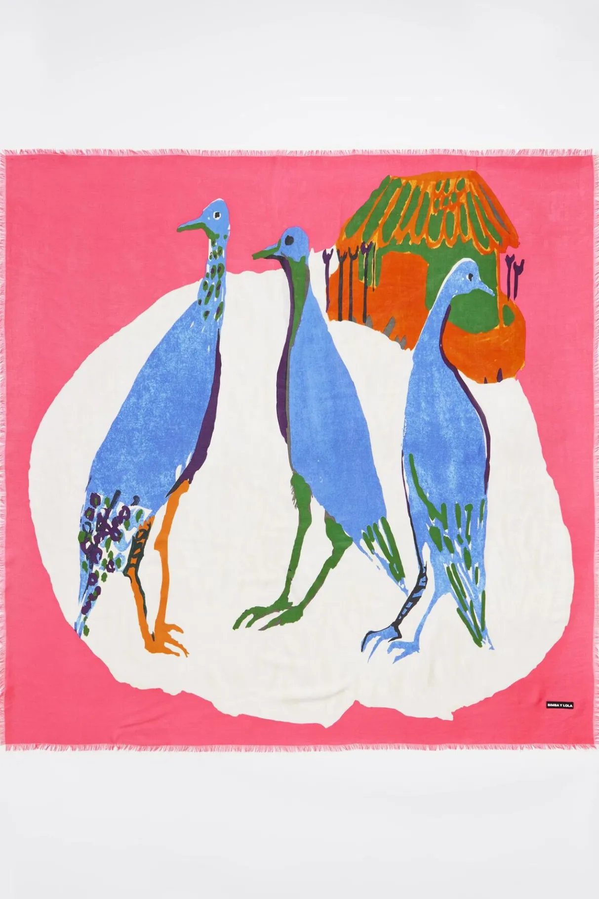 Mujer BIMBA Y LOLA Pañuelos<Chal Patos Acuarela Fucsia