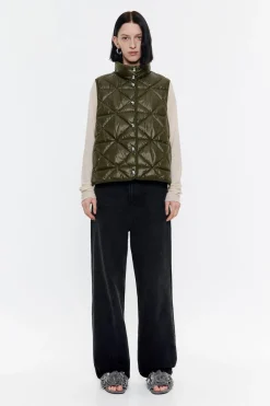 Mujer BIMBA Y LOLA Gabardinas Y Chaquetas<Chaleco Guateado Verde Oliva