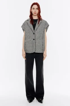 Mujer BIMBA Y LOLA Gabardinas Y Chaquetas<Chaleco Oversize Desflecado Tweed Marfil