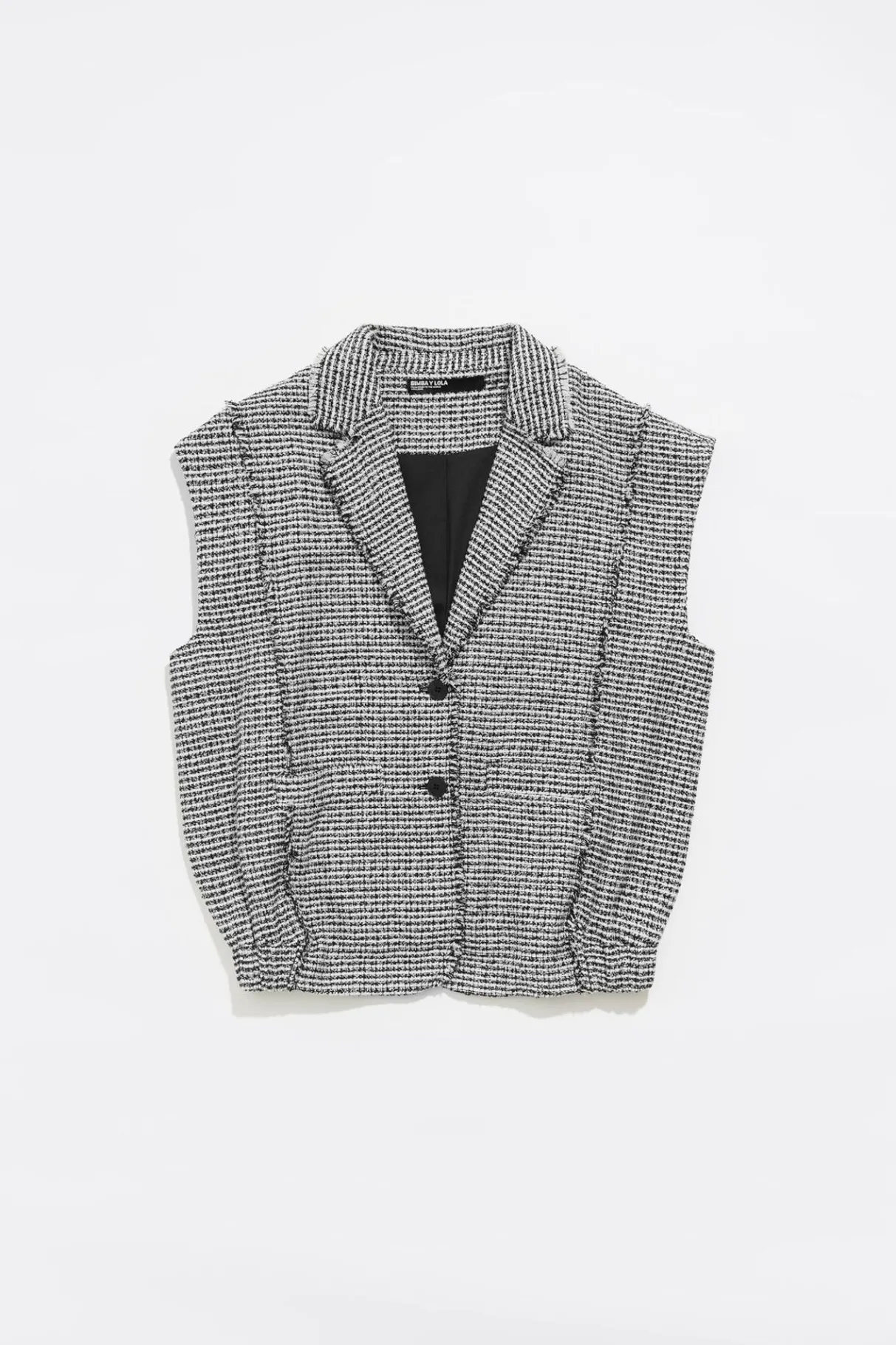 Mujer BIMBA Y LOLA Gabardinas Y Chaquetas<Chaleco Oversize Desflecado Tweed Marfil