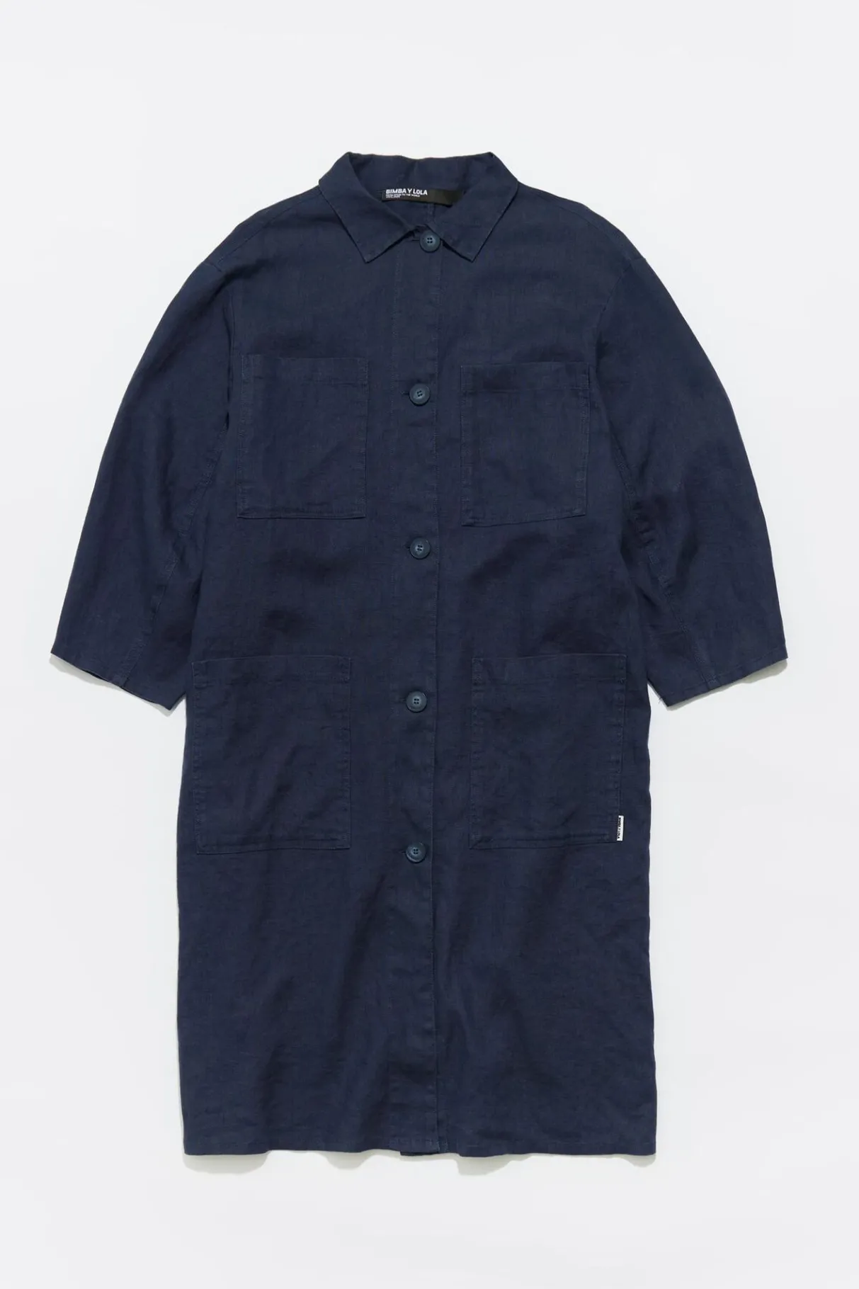 Mujer BIMBA Y LOLA Total Look<Chaqueta Midi Lino Azul Marino Lavado