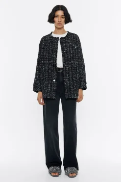 Mujer BIMBA Y LOLA Gabardinas Y Chaquetas<Chaqueta Tweed Desflecada Negra