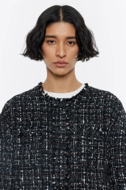 Mujer BIMBA Y LOLA Gabardinas Y Chaquetas<Chaqueta Tweed Desflecada Negra