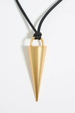 Mujer BIMBA Y LOLA Collares<Collar Cordon Piel Y Pincho Dorado Mate