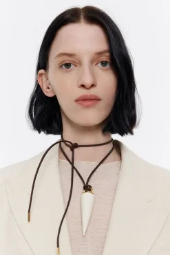 Mujer BIMBA Y LOLA Collares<Collar Cordon Piel Y Pincho Ceramica