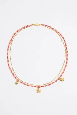 Mujer BIMBA Y LOLA Collares<Collar Doble Estrella De Mar Y Cadena Coral