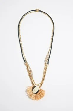 Mujer BIMBA Y LOLA Collares<Collar Flor Ceramica Y Rafia