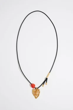 Mujer BIMBA Y LOLA Collares<Collar Largo Hoja Dorado Mate
