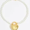 Mujer BIMBA Y LOLA Collares<Collar Perlas Corazon Metal Dorado