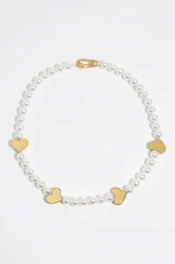 Mujer BIMBA Y LOLA Collares<Collar Perlas Corazones Dorado