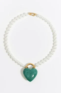 Mujer BIMBA Y LOLA Collares<Collar Perlas Y Corazon Glitter Turquesa