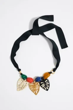 Mujer BIMBA Y LOLA Collares<Collar Piedras Hojas Dorado Mate