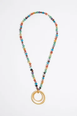 Mujer BIMBA Y LOLA Collares<Collar Piedras Multicolores Arandelas Dorado Mate