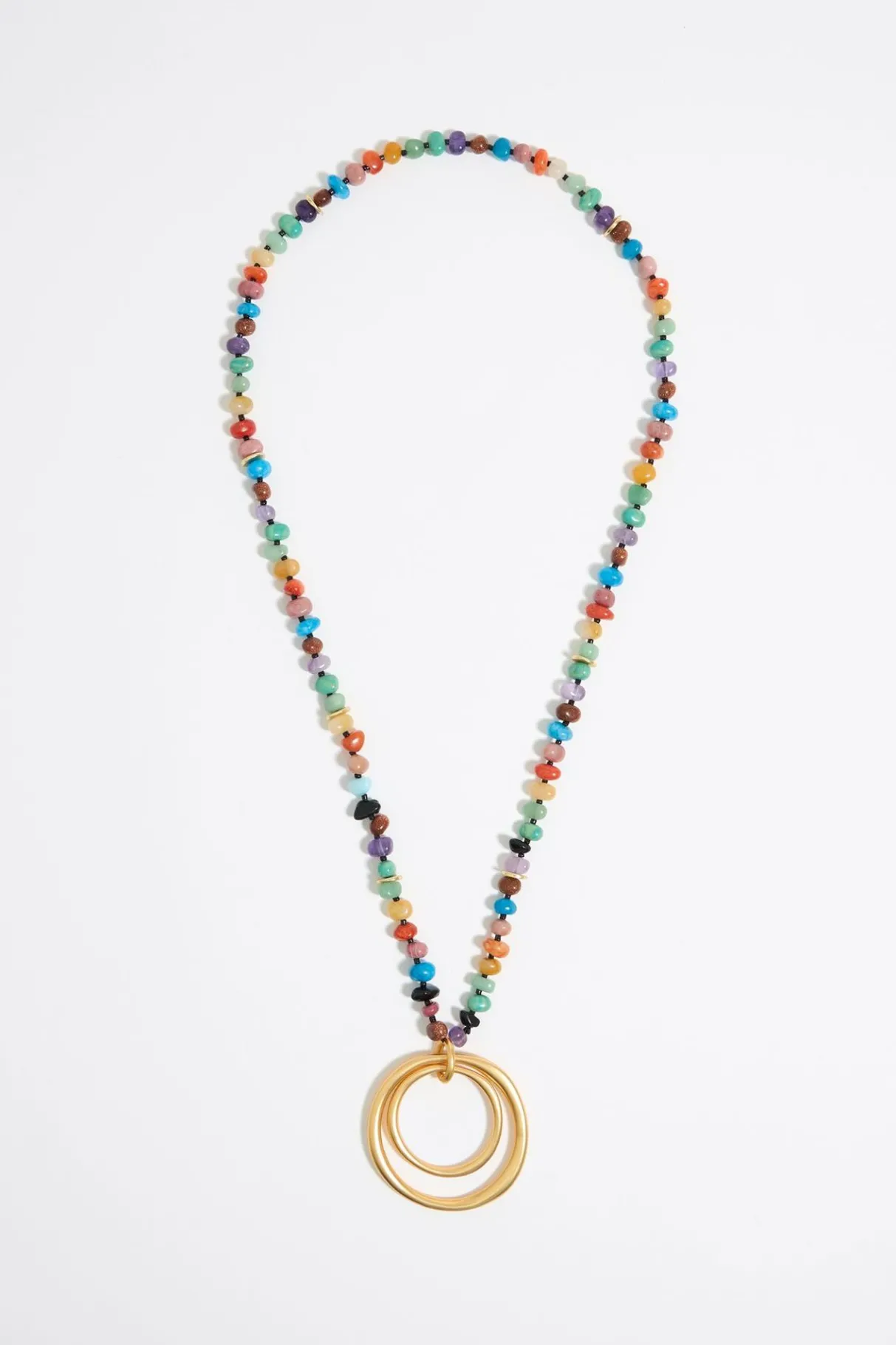 Mujer BIMBA Y LOLA Collares<Collar Piedras Multicolores Arandelas Dorado Mate