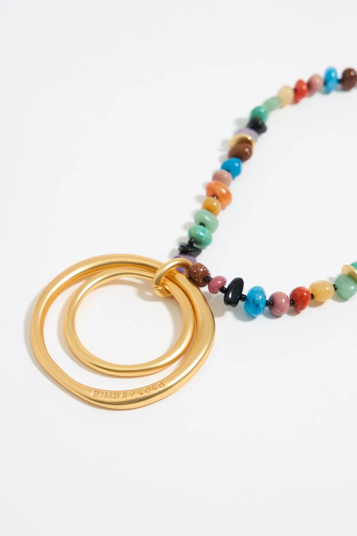 Mujer BIMBA Y LOLA Collares<Collar Piedras Multicolores Arandelas Dorado Mate
