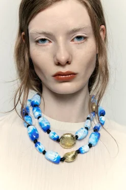 Mujer BIMBA Y LOLA Collares<Collar Resinas Azules Estrella De Mar Dorado Mate