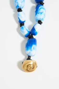 Mujer BIMBA Y LOLA Bisuteria<Collar Resinas Azules Estrella De Mar Dorado Mate