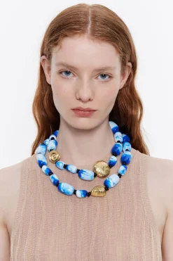Mujer BIMBA Y LOLA Collares<Collar Resinas Azules Estrella De Mar Dorado Mate