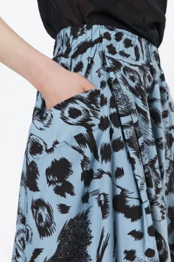 Mujer BIMBA Y LOLA Faldas<Falda Algodon Midi Animal Mix Azul