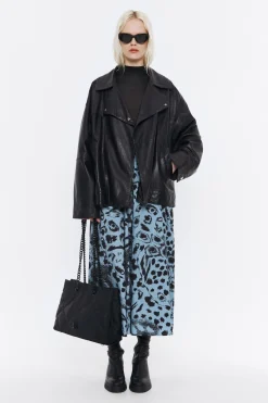 Mujer BIMBA Y LOLA Faldas<Falda Algodon Midi Animal Mix Azul