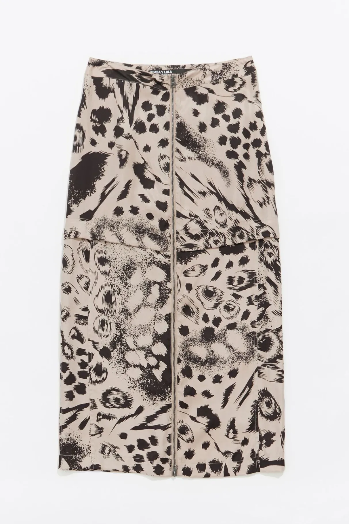 Mujer BIMBA Y LOLA Total Look<Falda Fluida Midi Animal Mix Camel