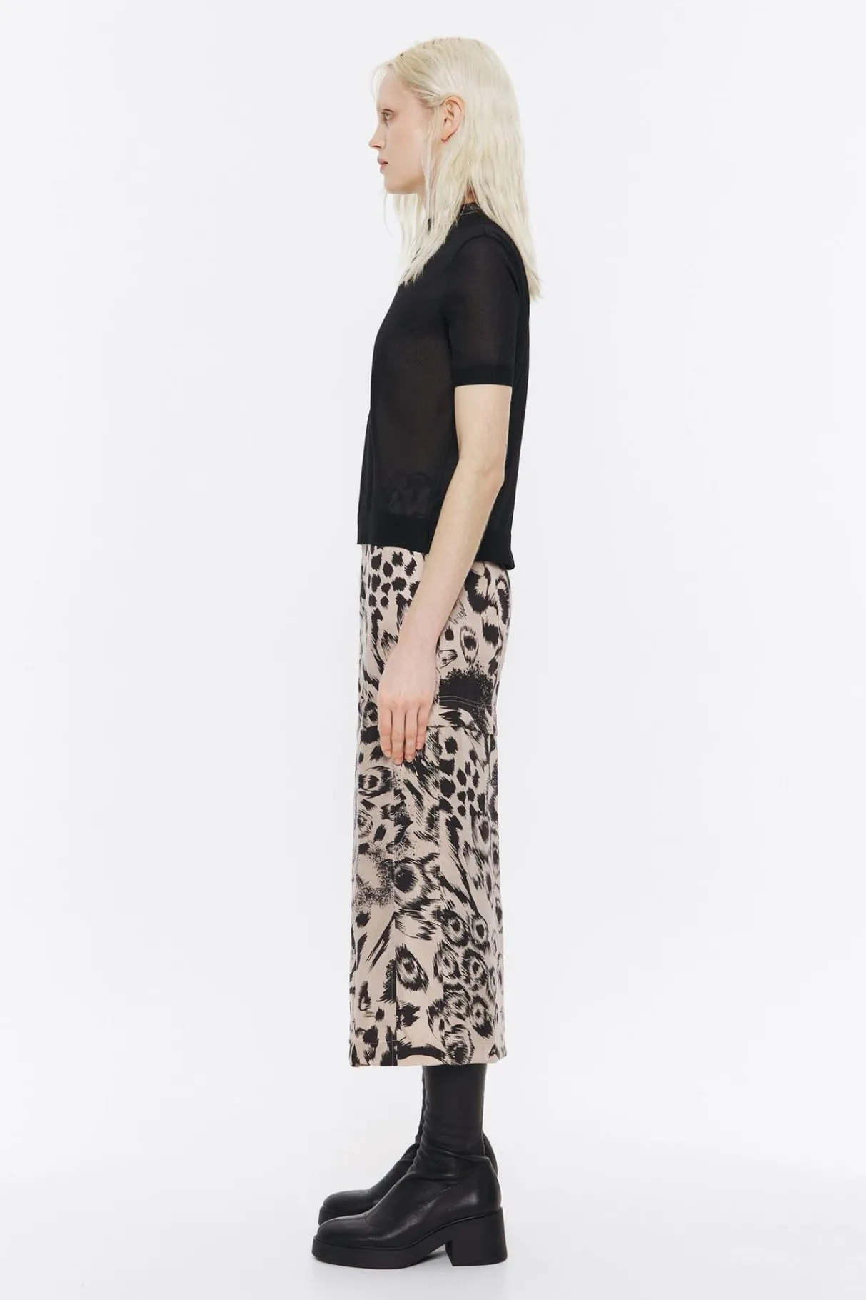 Mujer BIMBA Y LOLA Total Look<Falda Fluida Midi Animal Mix Camel