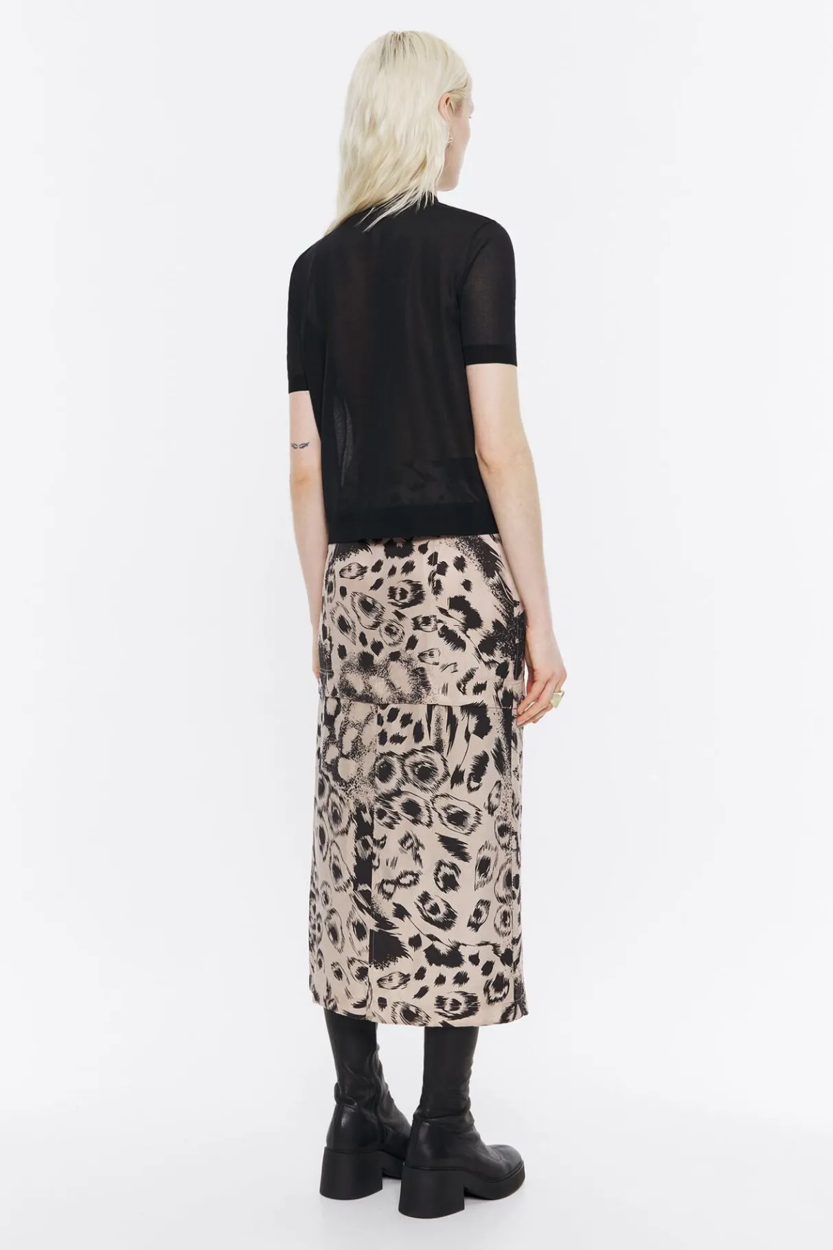 Mujer BIMBA Y LOLA Total Look<Falda Fluida Midi Animal Mix Camel