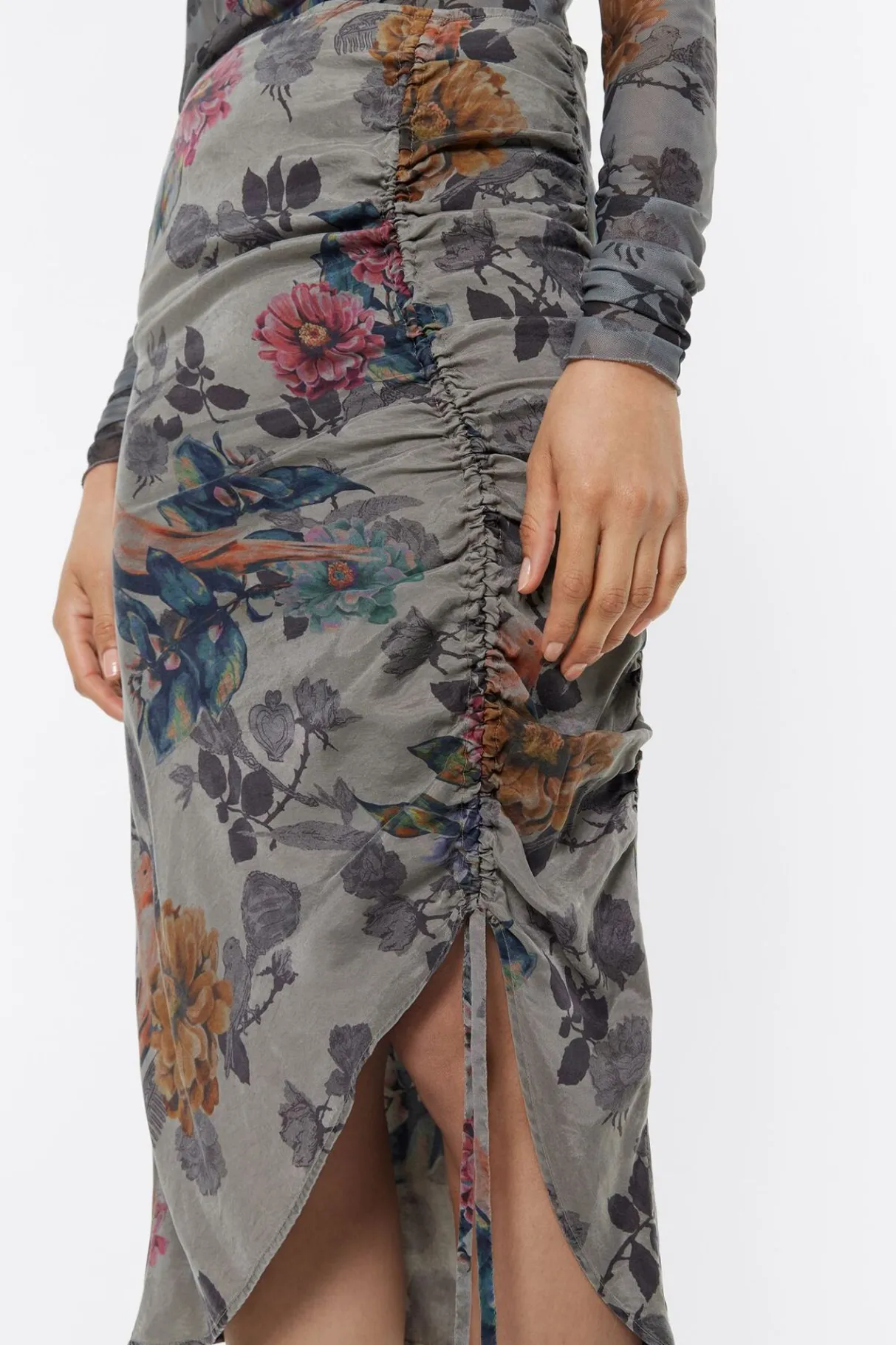 Mujer BIMBA Y LOLA Total Look<Falda Fruncida Canary Caqui