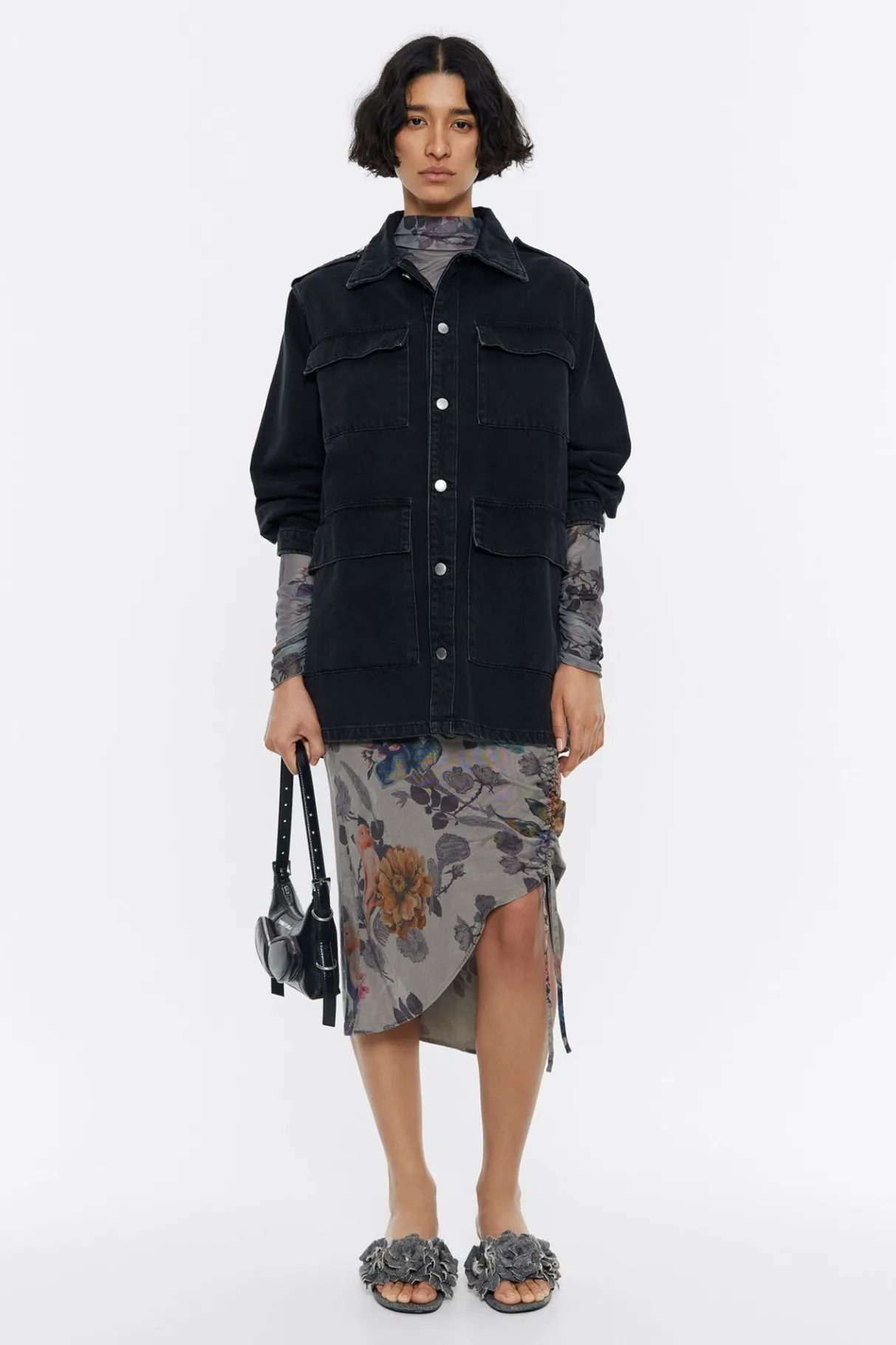 Mujer BIMBA Y LOLA Total Look<Falda Fruncida Canary Caqui