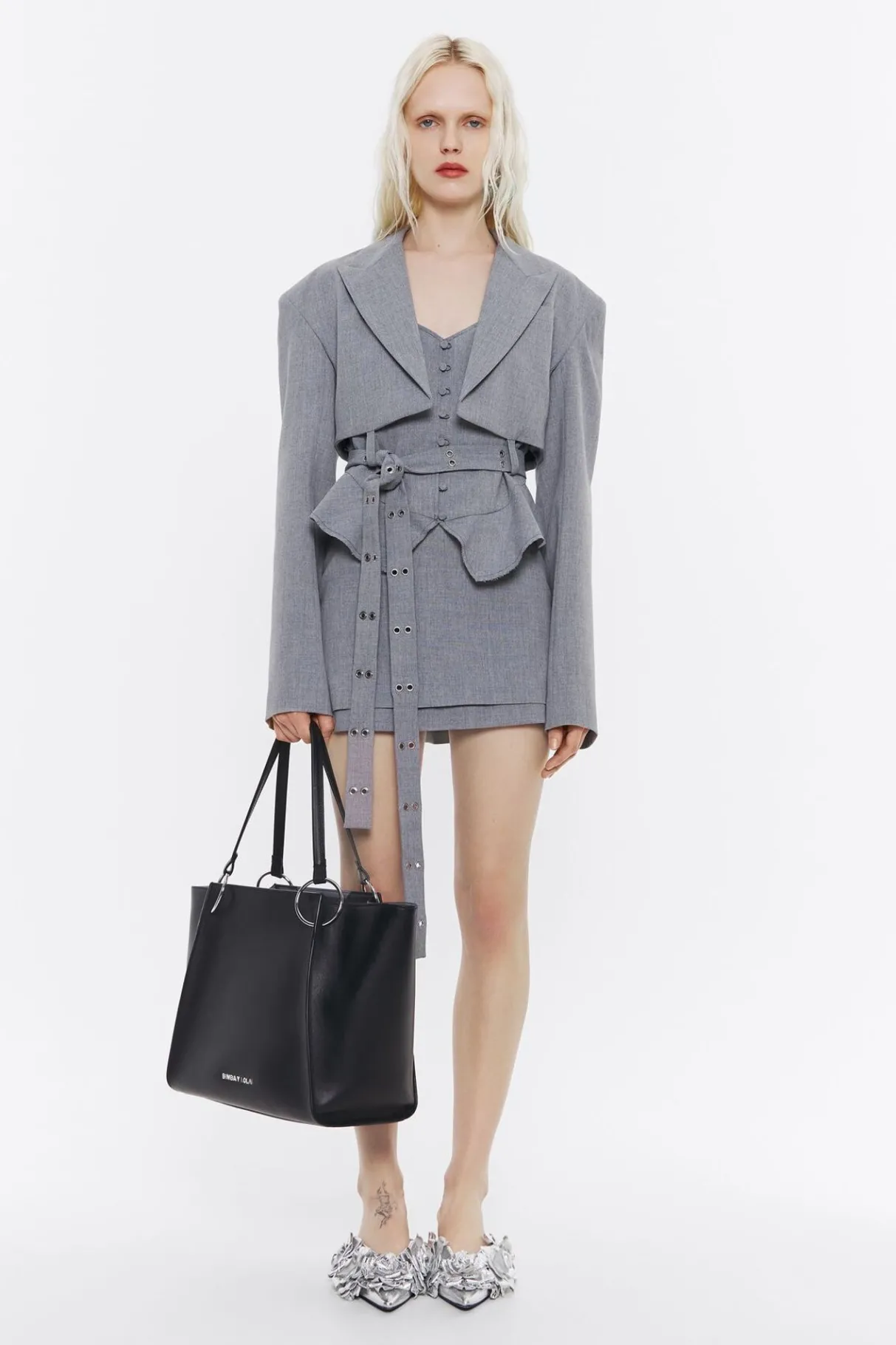 Mujer BIMBA Y LOLA Total Look<Falda Mini Lana Fria Gris