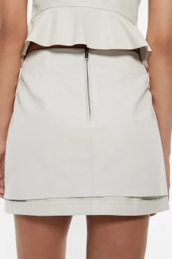 Mujer BIMBA Y LOLA Piel<Falda Mini Piel Gris Hielo