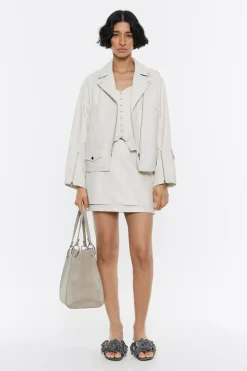 Mujer BIMBA Y LOLA Total Look<Falda Mini Piel Gris Hielo