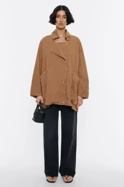 Mujer BIMBA Y LOLA Gabardinas Y Chaquetas<Gabardina Corta Fluida Camel