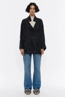 Mujer BIMBA Y LOLA Gabardinas Y Chaquetas<Gabardina Corta Fluida Negra