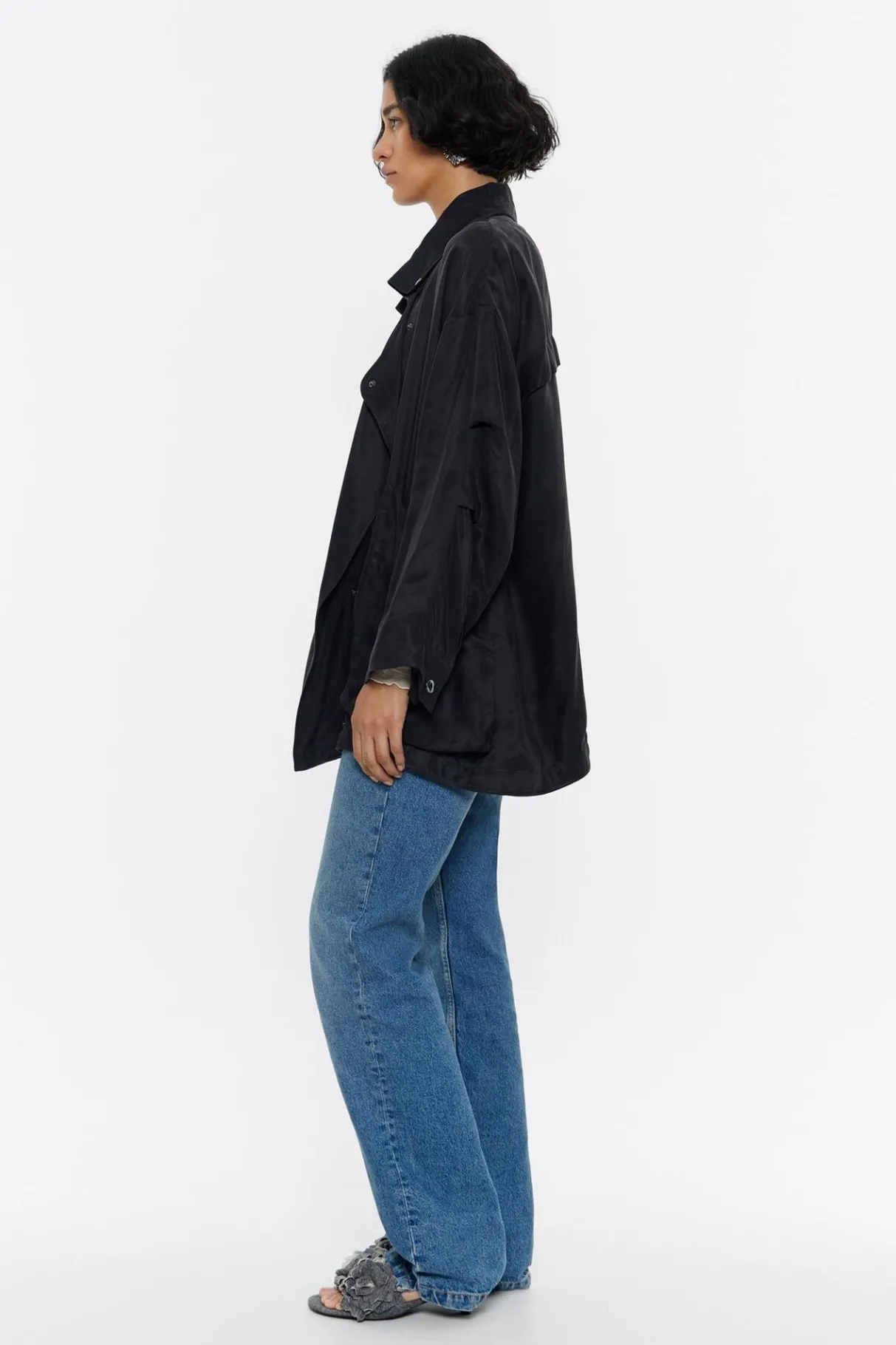 Mujer BIMBA Y LOLA Gabardinas Y Chaquetas<Gabardina Corta Fluida Negra