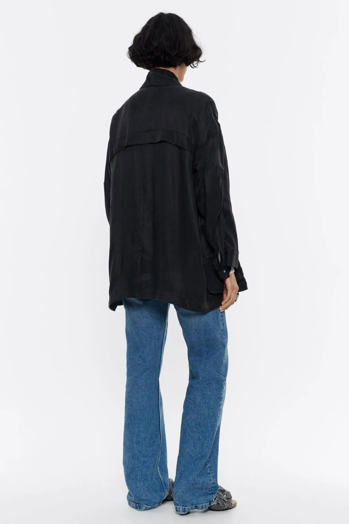 Mujer BIMBA Y LOLA Gabardinas Y Chaquetas<Gabardina Corta Fluida Negra