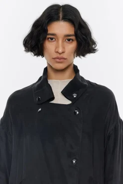 Mujer BIMBA Y LOLA Gabardinas Y Chaquetas<Gabardina Corta Fluida Negra