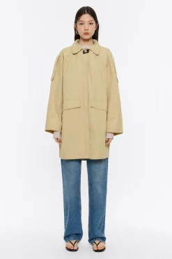 Mujer BIMBA Y LOLA Gabardinas Y Chaquetas<Gabardina Recta Midi Ocre