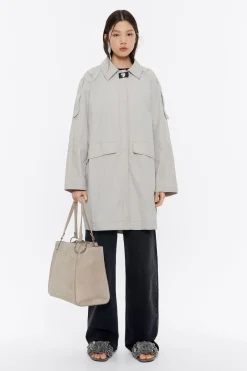 Mujer BIMBA Y LOLA Gabardinas Y Chaquetas<Gabardina Recta Midi Piedra