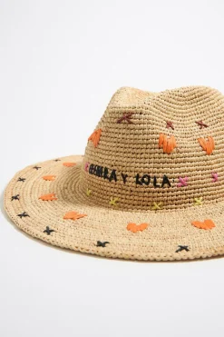 Mujer BIMBA Y LOLA Gorros Y Gorras<Gorro Rafia Natural Naranja